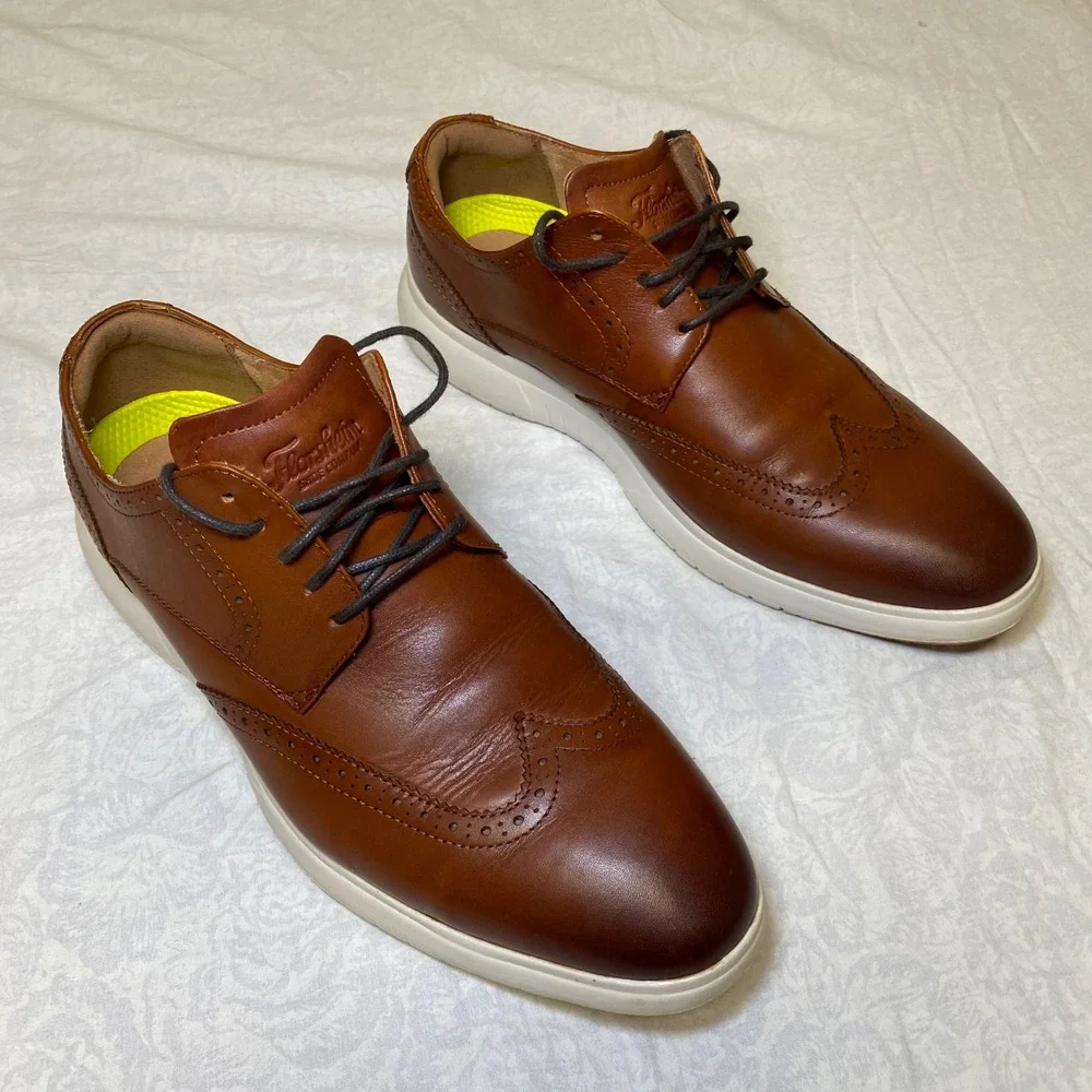 Florsheim Comfortech Men's Wingtip Oxford Shoes Brown Leather Size 9M 11768